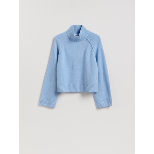 Reserved - Wełniany sweter z golfem - jasnoniebieski ze sklepu Reserved w kategorii Swetry damskie - zdjęcie 187665976