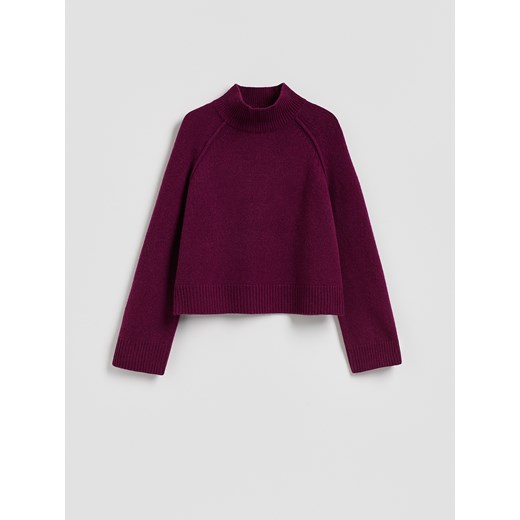 Reserved - Wełniany sweter z golfem - burgundowy ze sklepu Reserved w kategorii Swetry damskie - zdjęcie 187665978