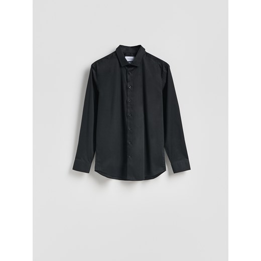 Reserved - Gładka koszula slim fit - czarny ze sklepu Reserved w kategorii Koszule męskie - zdjęcie 187666125