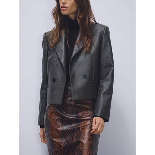 Reserved - Marynarka z imitacji skóry - jasny zielony ze sklepu Reserved w kategorii Marynarki damskie - zdjęcie 187666237