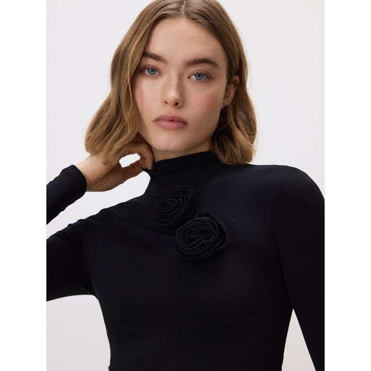 Reserved - Longsleeve z ozdobną aplikacją - czarny ze sklepu Reserved w kategorii Bluzki damskie - zdjęcie 187666339