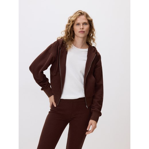 Reserved - Rozpinana bluza z kapturem - brązowy ze sklepu Reserved w kategorii Bluzy damskie - zdjęcie 187667538