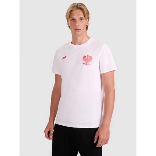Męska koszulka kibica 4F 4FRMM00TTSHM2948 - biała ze sklepu Sportstylestory.com w kategorii T-shirty męskie - zdjęcie 187667748