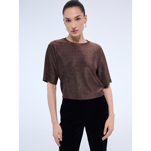 Mohito - Bluzka z metaliczną nitką - pomarańczowy Mohito XXS Mohito