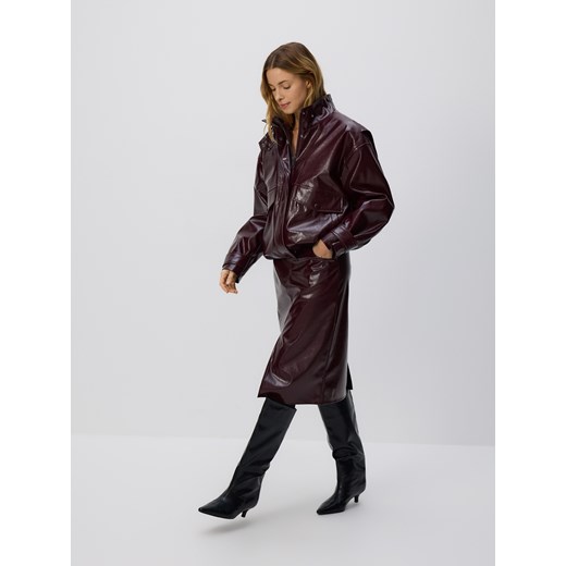 Reserved - Spódnica midi z imitacji skóry - burgundowy ze sklepu Reserved w kategorii Spódnice - zdjęcie 187669389