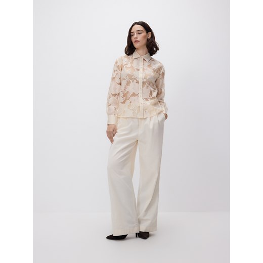Reserved - Koszula z wiskozą - beżowy ze sklepu Reserved w kategorii Koszule damskie - zdjęcie 187669429