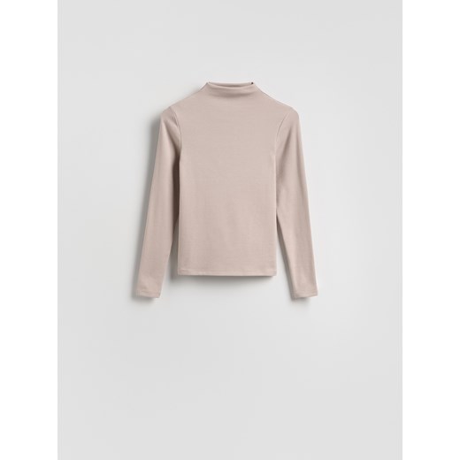 Reserved - Longsleeve z modalem - beżowy ze sklepu Reserved w kategorii Bluzki damskie - zdjęcie 187669509