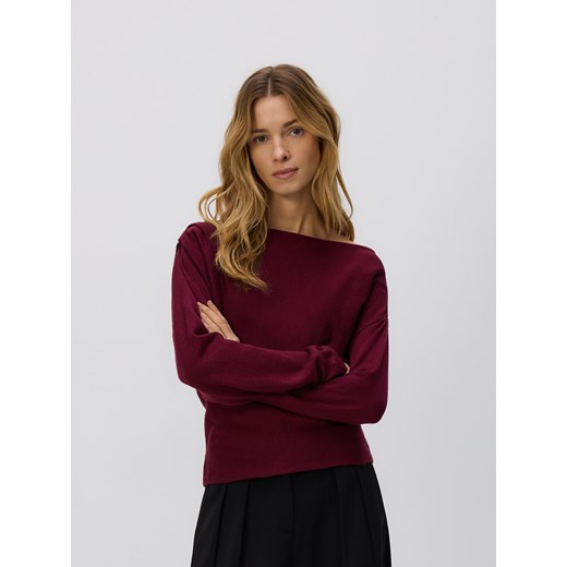 Reserved - Sweter z błyszczącą aplikacją - bordowy ze sklepu Reserved w kategorii Swetry damskie - zdjęcie 187669596