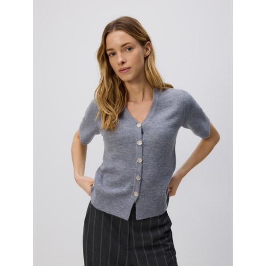 Reserved - Kardigan z dekoracyjnymi guzikami - szary ze sklepu Reserved w kategorii Swetry damskie - zdjęcie 187669619