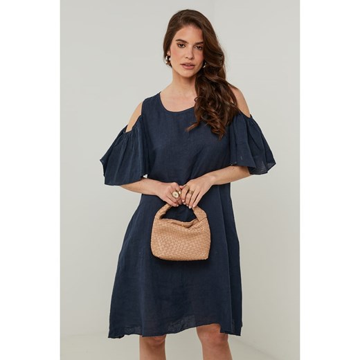 Rodier Lin Lniana sukienka w kolorze granatowym ze sklepu Limango Polska w kategorii Sukienki - zdjęcie 187669908