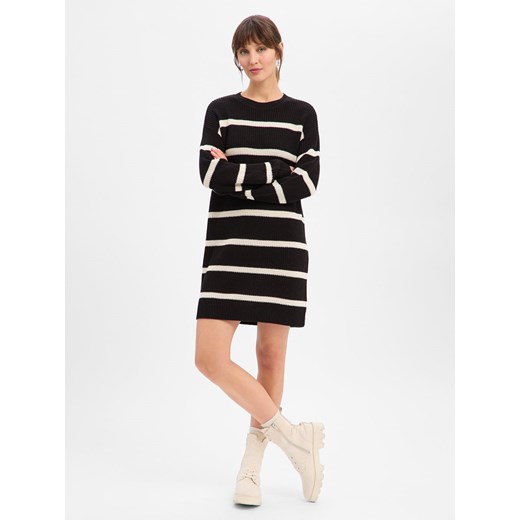 Noisy May Damska sukienka z dzianiny Kobiety Sztuczne włókno czarny w paski ze sklepu vangraaf w kategorii Sukienki - zdjęcie 187670569