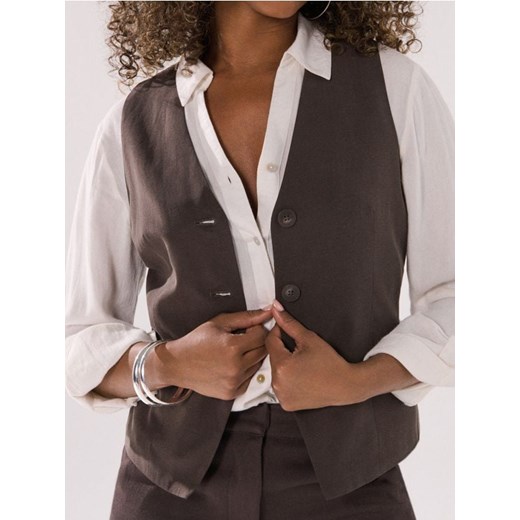 Sinsay - Kamizelka garniturowa - brązowy ze sklepu Sinsay w kategorii Kamizelki damskie - zdjęcie 187671439