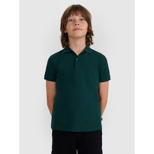 Chłopięca koszulka polo 4F 4FJRAW25TPTSM0749 - zielona ze sklepu Sportstylestory.com w kategorii T-shirty chłopięce - zdjęcie 187671516
