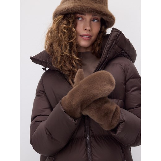 Reserved - Rękawiczki z imitacji futra - brązowy ze sklepu Reserved w kategorii Rękawiczki damskie - zdjęcie 187673758