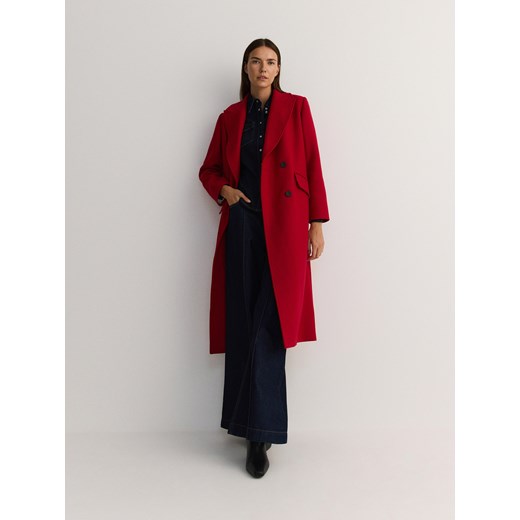 Reserved - Dwurzędowy płaszcz z wełną Manteco - czerwony Reserved XL okazja Reserved