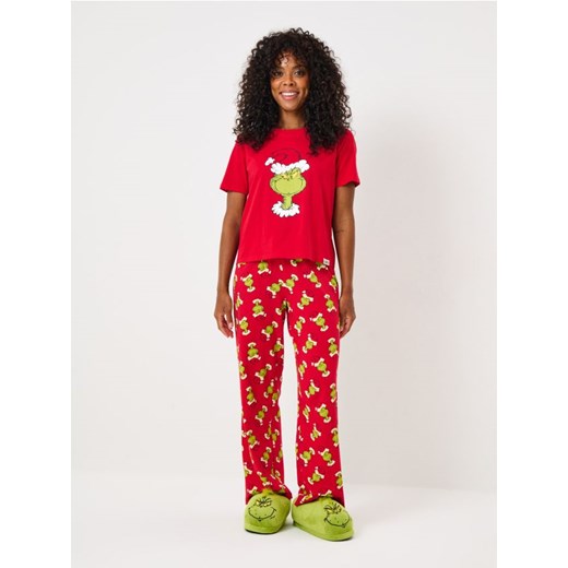 Sinsay - Bawełniana piżama dwuczęściowa z nadrukiem Grinch - czerwony Sinsay M Sinsay
