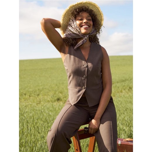 Sinsay - Kamizelka garniturowa - brązowy ze sklepu Sinsay w kategorii Kamizelki damskie - zdjęcie 187674738