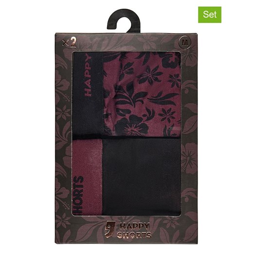 Happy Shorts Bokserki (2 pary) w kolorze bordowo-czarnym ze sklepu Limango Polska w kategorii Piżamy męskie - zdjęcie 187675017