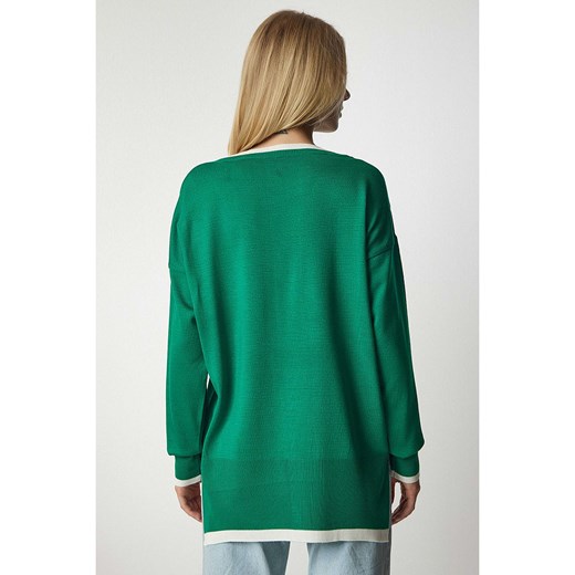 Happiness Istanbul Sweter w kolorze zielonym Happiness Istanbul onesize promocja Limango Polska