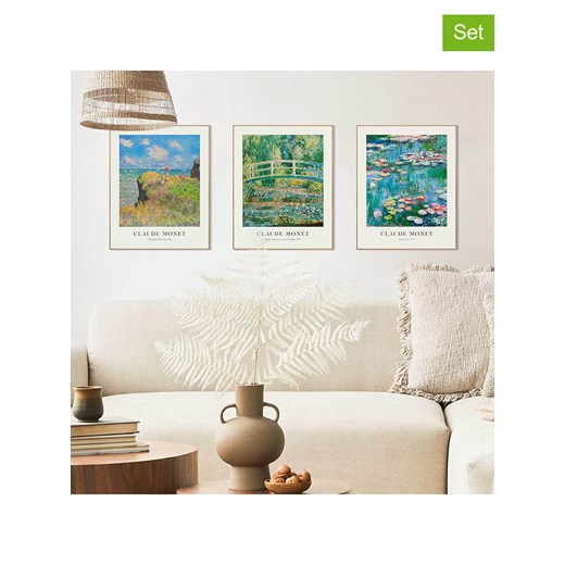 Orangewallz Druki artystyczne (3 szt.) &quot;Monet&quot; w ramce ze sklepu Limango Polska w kategorii Obrazy - zdjęcie 187676359