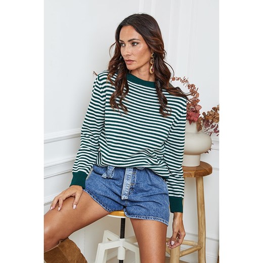 So Cachemire Sweter &quot;Dweg&quot; w kolorze zielono-białym So Cachemire S okazja Limango Polska