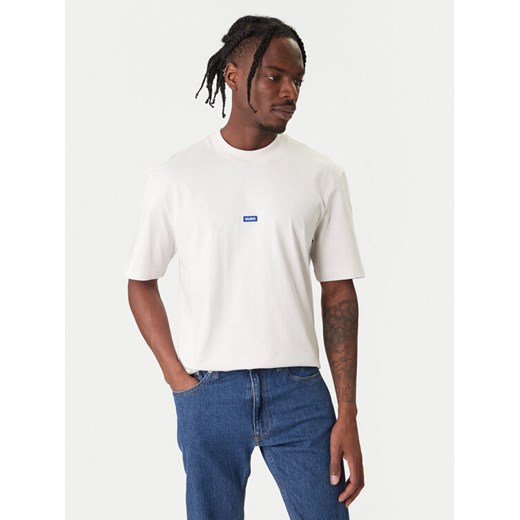 HUGO T-Shirt Nieros 50509991 Biały Regular Fit ze sklepu MODIVO w kategorii T-shirty męskie - zdjęcie 187677149
