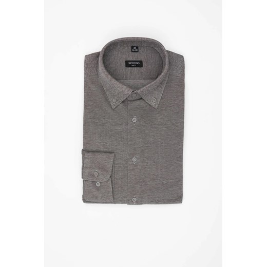 KOSZULA CORSINI 3314D DŁUGI RĘKAW SLIM FIT GRAFITOWA Z BAWEŁNY ze sklepu Recman w kategorii Koszule męskie - zdjęcie 187677679