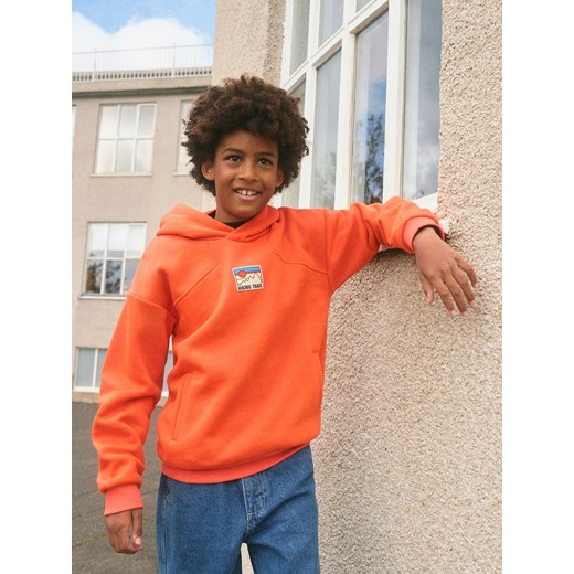 Reserved - Bawełniana bluza z kapturem - pomarańczowy ze sklepu Reserved w kategorii Bluzy chłopięce - zdjęcie 187677778