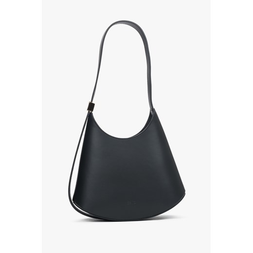 Estro: Czarna torebka damska na ramię z włoskiej skóry naturalnej Premium ze sklepu Estro w kategorii Listonoszki - zdjęcie 187677865