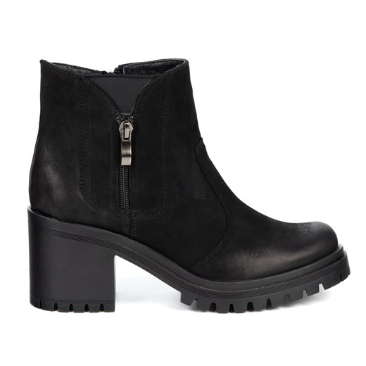 Olivier Peyton – botki skórzane na stabilnym obcasie 6,5 cm polskie obuwie naturalna skóra czarne ze sklepu butyolivier w kategorii Botki - zdjęcie 187678125