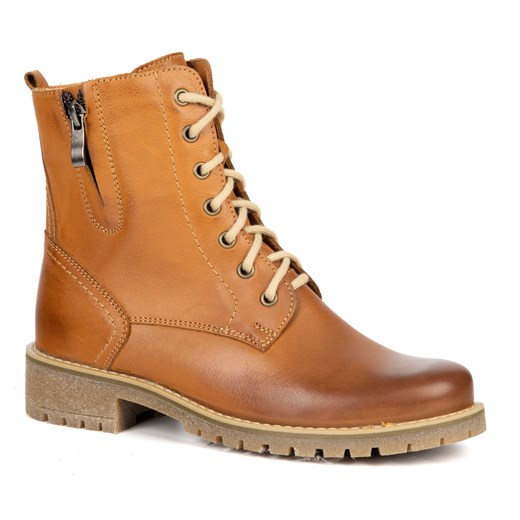 Damskie botki Lauren skóra naturalna ocieplane wełną rude ze sklepu butyolivier w kategorii Botki - zdjęcie 187678128