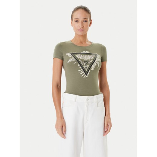 Guess T-Shirt W5YI13 J1314 Khaki Regular Fit ze sklepu MODIVO w kategorii Bluzki damskie - zdjęcie 187678325