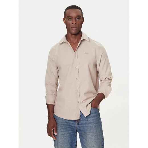 Guess Koszula M5BH26 W1961 Beżowy Regular Fit ze sklepu MODIVO w kategorii Koszule męskie - zdjęcie 187678329