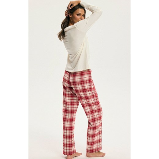 Esotiq bawełniana piżama damska z misiem Chrismis 44547-01X, Kolor kremowo-czerwony, Rozmiar L, Esotiq ze sklepu Primodo w kategorii Piżamy damskie - zdjęcie 187678477