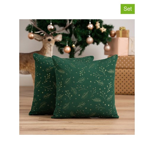 GAMUSI Poszewki (2 szt.) &quot;Berrie&quot; w kolorze złoto-zielonym na poduszkę ze sklepu Limango Polska w kategorii Poduszki dekoracyjne - zdjęcie 187678667