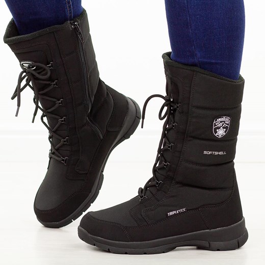 Czarne zimowe śniegowce damskie z membraną American Club Softshell Sn0 ze sklepu suzana.pl w kategorii Śniegowce damskie - zdjęcie 187679935