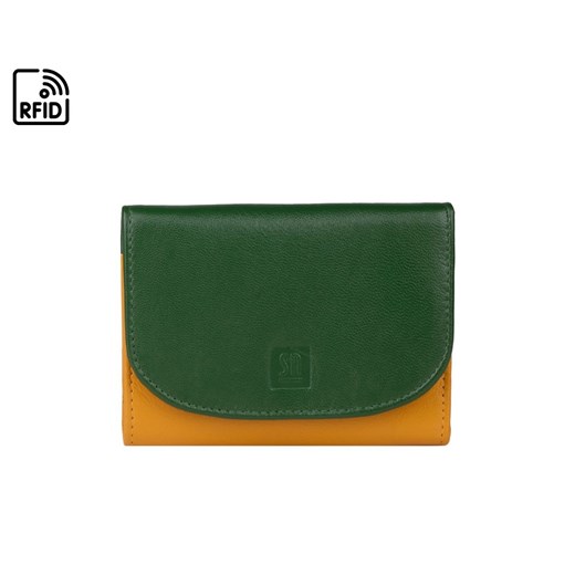 portfel skórzany zielono-pomarańczowy ze sklepu Słoń Torbalski w kategorii Portfele damskie - zdjęcie 187680005