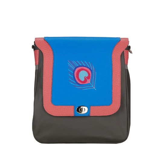 popielata torebka damska skórzanana ramię Pawie Pióro ze sklepu Słoń Torbalski w kategorii Listonoszki - zdjęcie 187680037