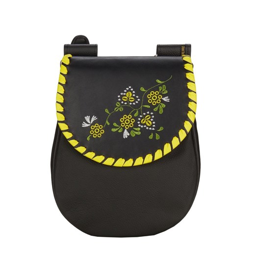 czarno-żółta torebka skórzana Basia Flo na ramię ze sklepu Słoń Torbalski w kategorii Listonoszki - zdjęcie 187680038