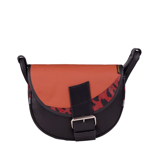 czarno-pomarańczowa damska torebka listonoszka skórzana na ramię Fr ze sklepu Słoń Torbalski w kategorii Listonoszki - zdjęcie 187680046