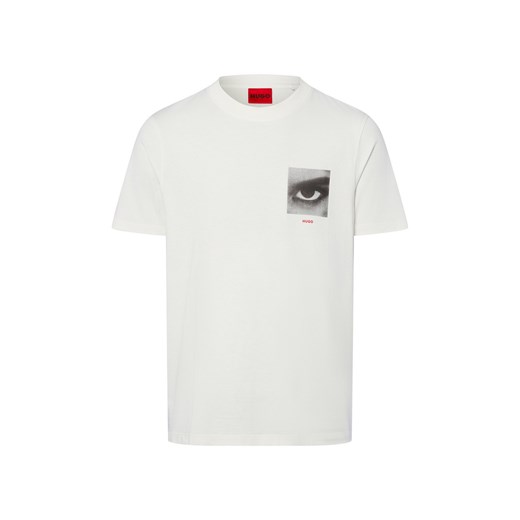 HUGO Koszulka męska - Deyss Mężczyźni Bawełna biały jednolity ze sklepu vangraaf w kategorii T-shirty męskie - zdjęcie 187680185