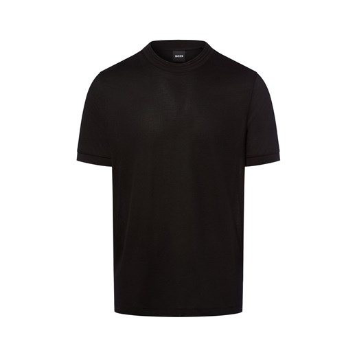 BOSS Koszulka męska - H-Thompson Mężczyźni Bawełna czarny jednolity ze sklepu vangraaf w kategorii T-shirty męskie - zdjęcie 187680187