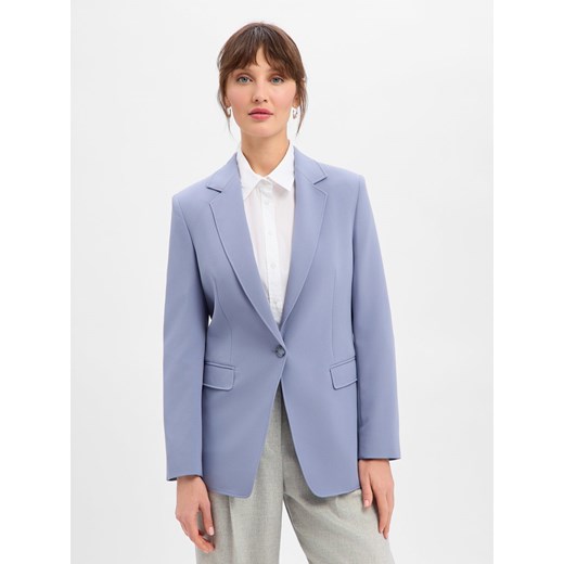 BOSS Orange Długi blezer damski - C_Jabla3 Kobiety bzowy jednolity ze sklepu vangraaf w kategorii Marynarki damskie - zdjęcie 187680257