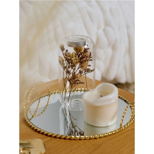 Sinsay - Szklany świecznik z kwiatem - biały ze sklepu Sinsay w kategorii Świeczniki - zdjęcie 187680857