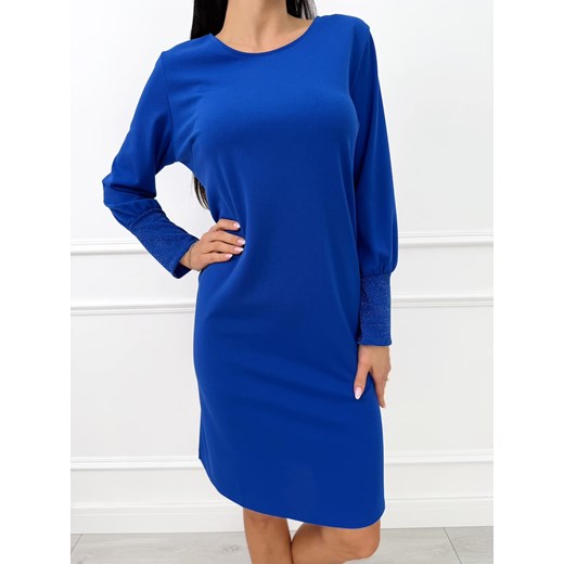 Kobaltowa Klasyczna Sukienka ze sklepu ModnaKiecka.pl w kategorii Sukienki - zdjęcie 187681459