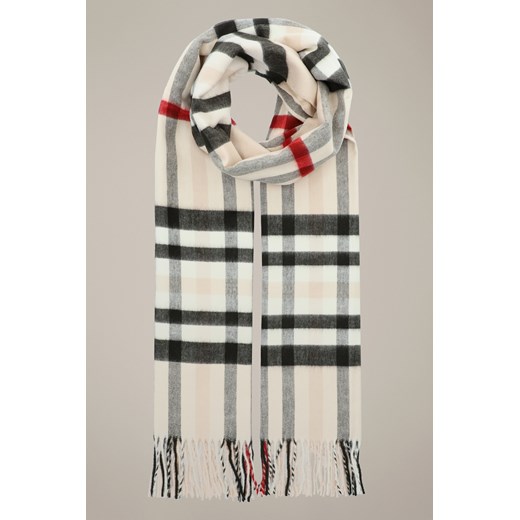Szal Kremowy w Szeroką Kratę Tartan Unisex ze sklepu Lancerto S.A. w kategorii Dodatki męskie - zdjęcie 187681686