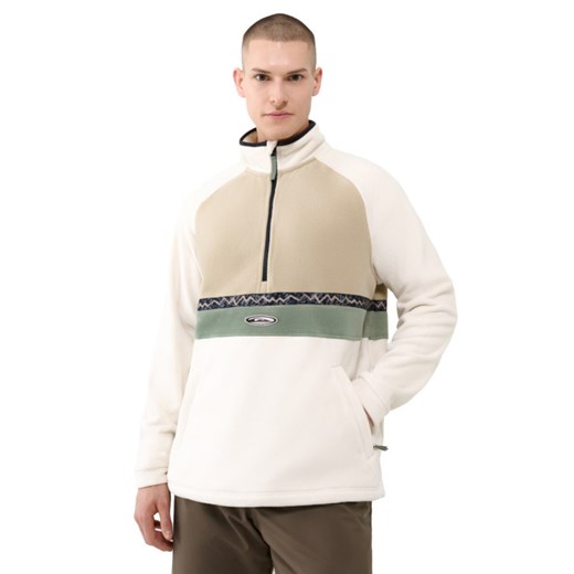 Męski polar nierozpinany bez kaptura Quiksilver Champagne Powder Half Zip Sweatshirt - biały ze sklepu Sportstylestory.com w kategorii Bluzy męskie - zdjęcie 187681755