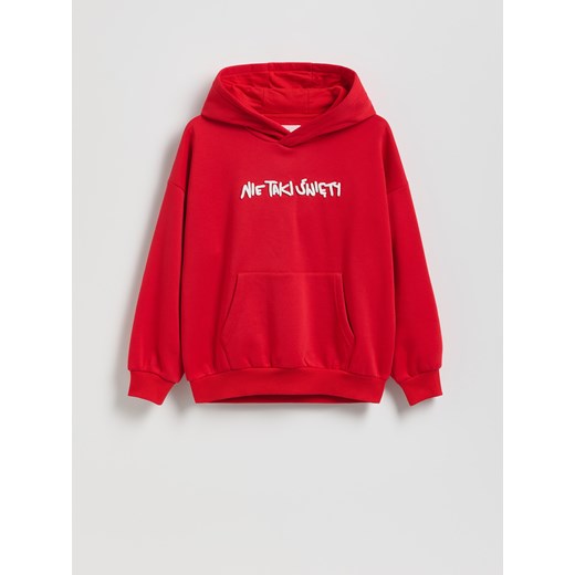 Reserved - Świąteczna bluza z kapturem - czerwony ze sklepu Reserved w kategorii Bluzy chłopięce - zdjęcie 187683865