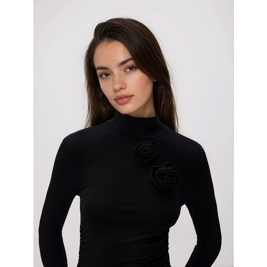 Reserved - Longsleeve z ozdobną aplikacją - czarny ze sklepu Reserved w kategorii Bluzki damskie - zdjęcie 187683877