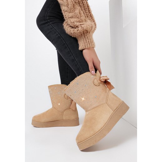 Beżowe Śniegowce Stikine ze sklepu born2be.pl w kategorii Śniegowce damskie - zdjęcie 187683897